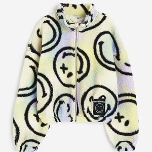 H&M cropped smiley fleece jacket